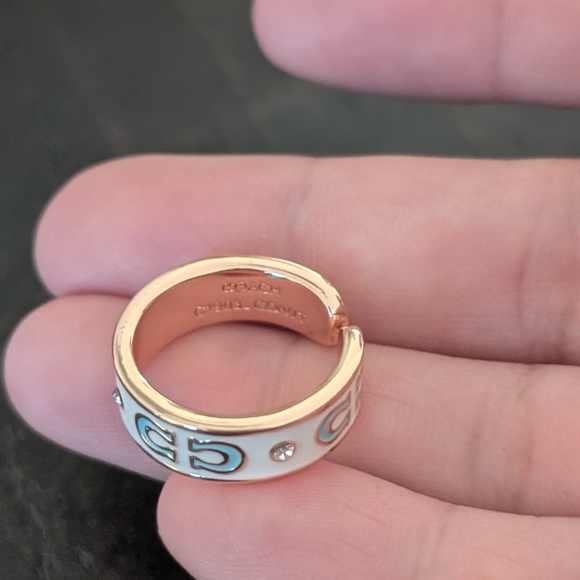 Coach White and Gold With Blue Women's Ring Adjustable To Your Finger One Size - Picture 6 of 9